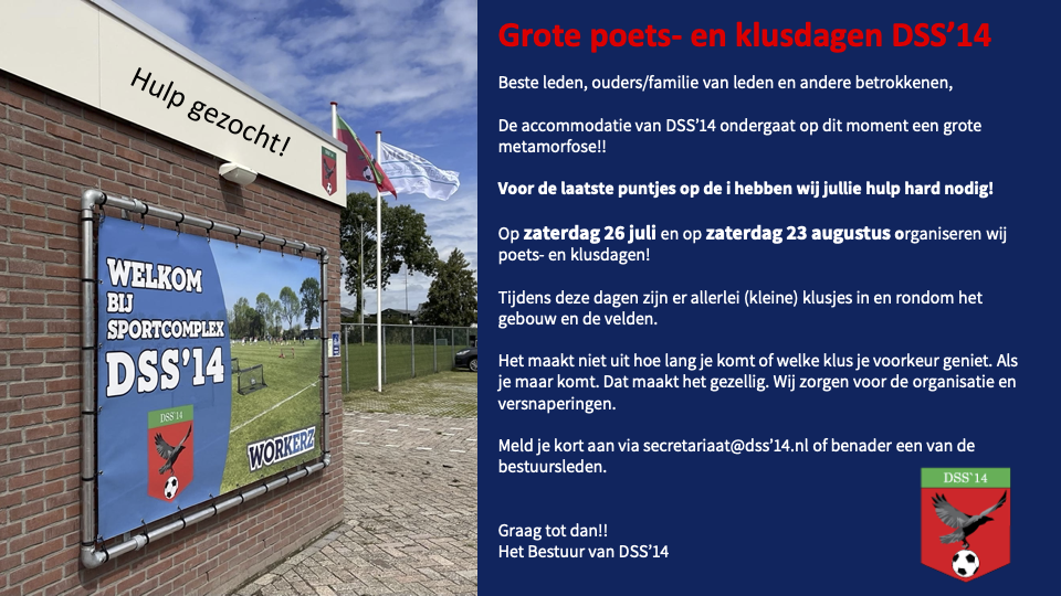 Aankondiging poets en klusdag DSS14
